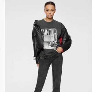 Anine Bing Georgie Tee Paint It Bing Distressed T Shirt Gray Grey Size xs